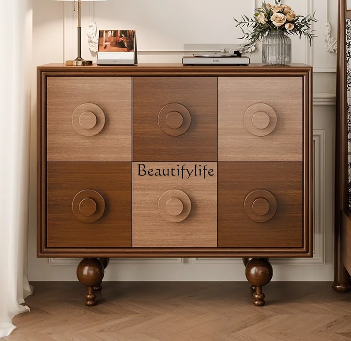 

Mid-Ancient Retro Color Matching Exquisite Chest of Drawers Modern Simple and Light Luxury Storage Cabinet