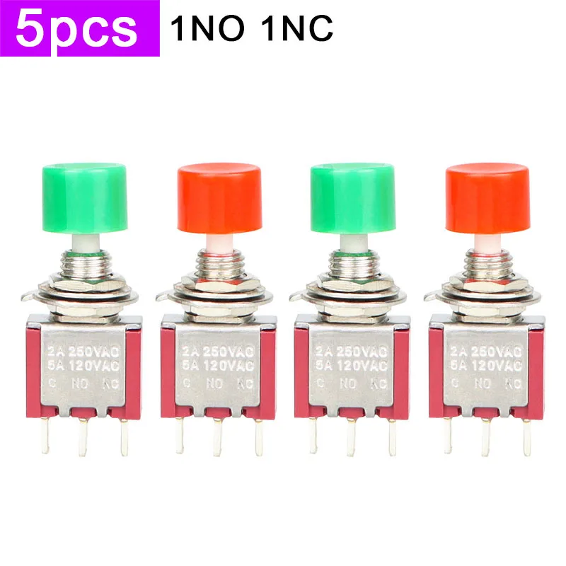 

5 шт. PS-102 DS-612 3-контактный мгновенный нажимной с крышкой, круглый кнопочный переключатель с самосбросом 1НО 1НЗ 2А 250 В 5А 120 В