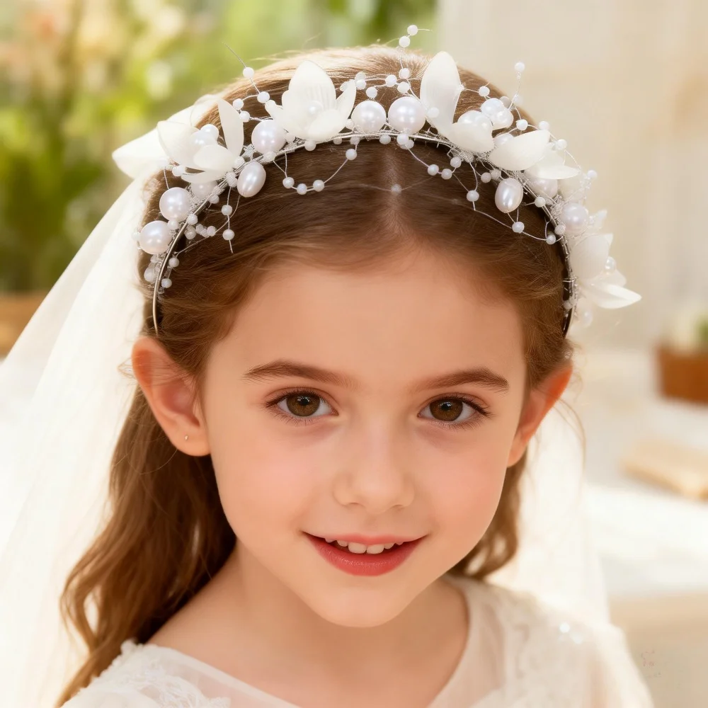 1 Piece Flower Girl Petal Headband Children's Hair Accessories, Exquisite Floral Design, Ideal for Weddings and Bridal Parties