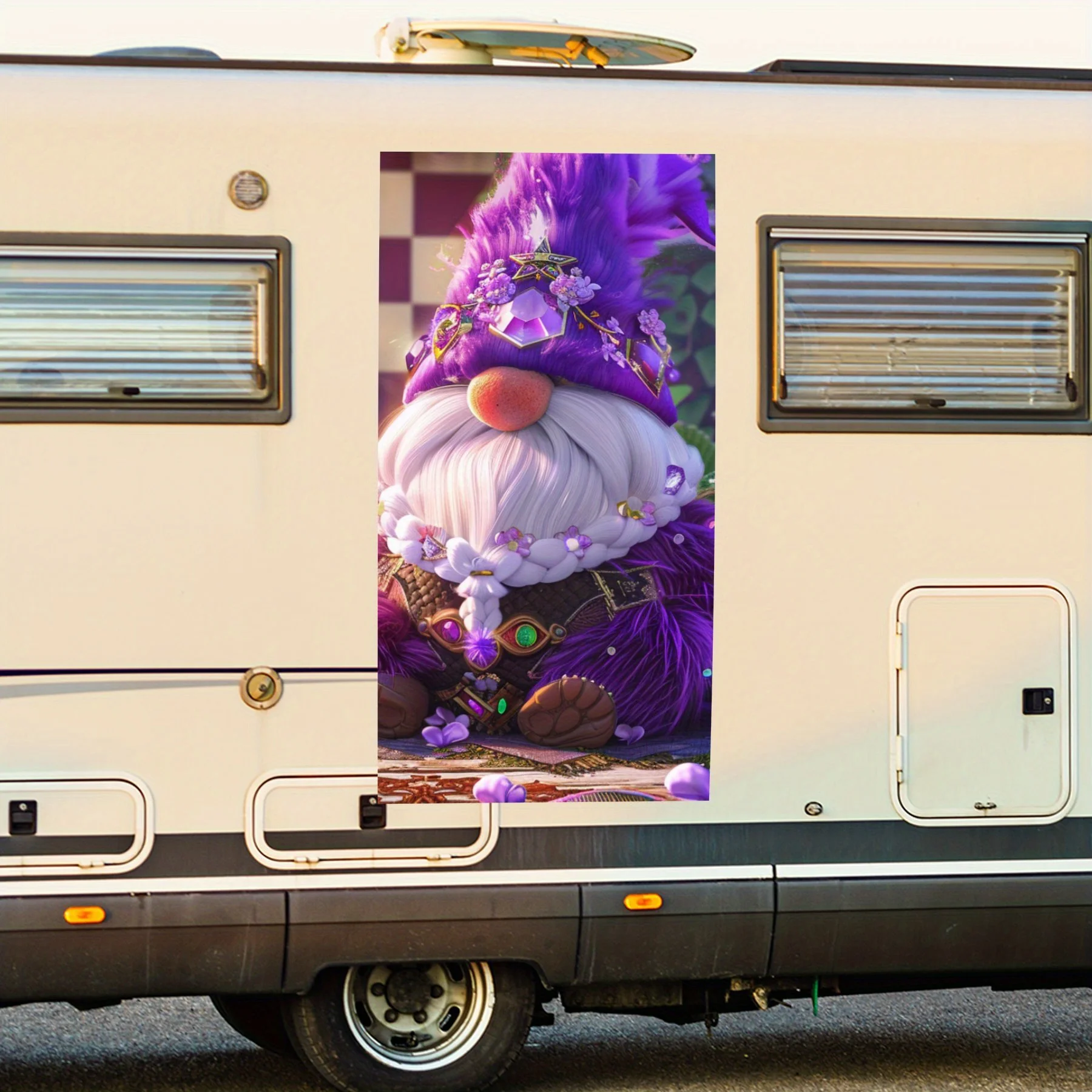 

Cute Purple Gnome Fantasy ArtCar Sticker,Vinyl decal on the side of the motor home, waterproof self-adhesive vinyl sticker on th