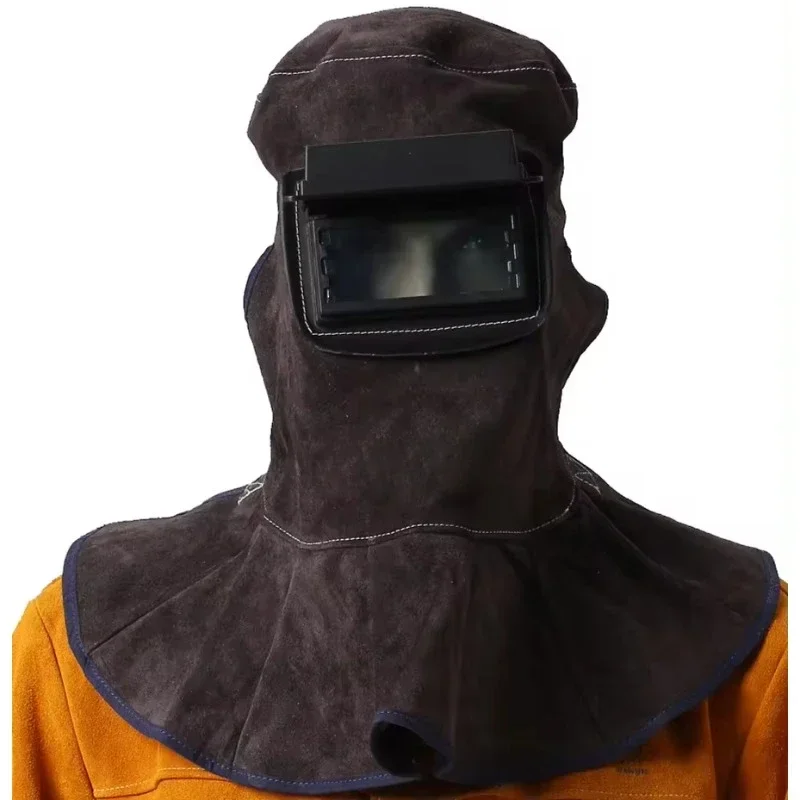 High quality cowhide welding face shield for welder Flexible heat-insulating thin-core skin helmet