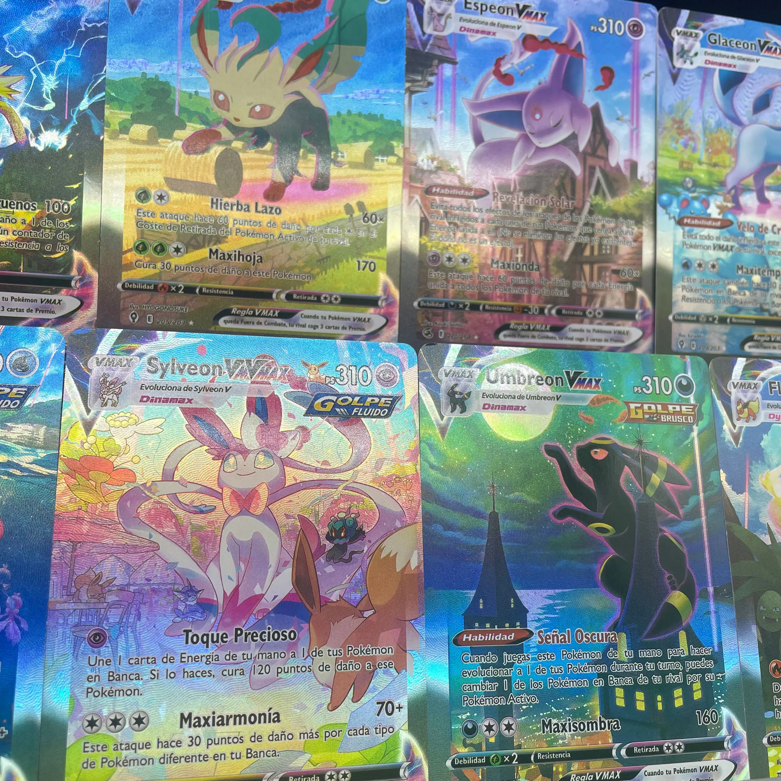 لتقوم بها بنفسك ذاتية الصنع Ptcg Umbreon Eevee Jolteon Glaceon Ex Umbreon Vmax الإسبانية الانكسارية اللون فلاش الملمس جمع بطاقة هدية #4