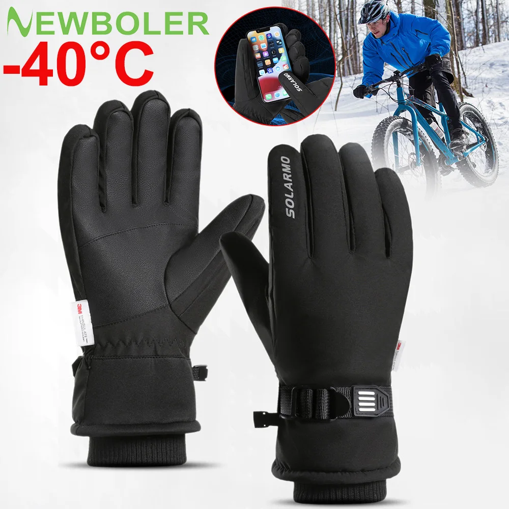Luvas de Ciclismo NEWBOLER para Manter Aquecido, Luvas de Dedo Inteiro para Homens, Inverno e Outono, à Prova de Vento, com Tela Sensível ao Toque, para MTB e Bicicleta de Estrada