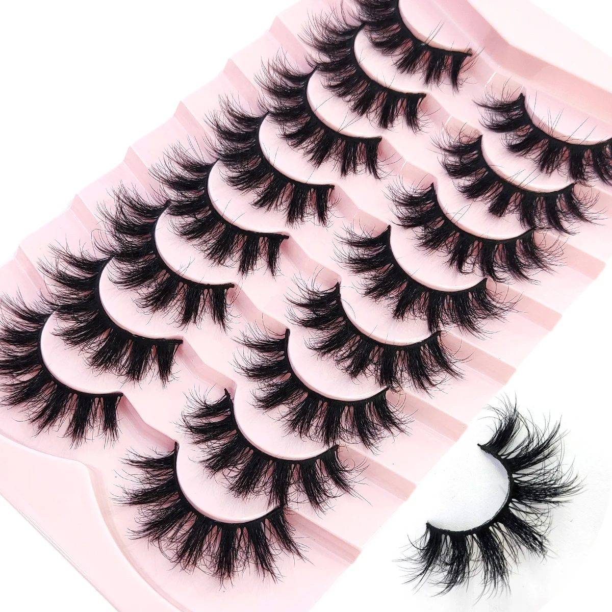 HBZGTLAD 5/8 Paar natürliche russische gestreifte Nerzwimpern 3D-falsche Wimpern Volumen gewellte falsche Wimpern Wimpernverlängerung Make-up – Detail 17