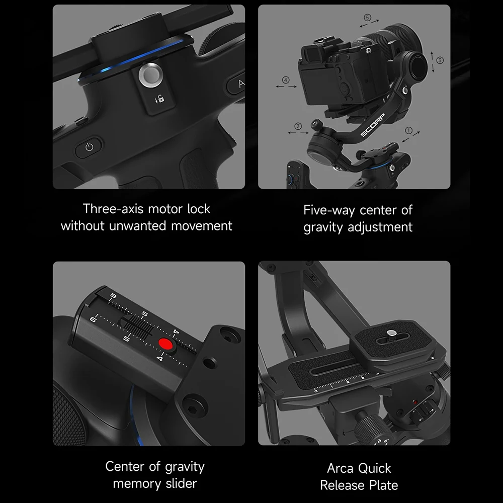 FeiyuTech Feiyu SCORP Series SCORP-C يده Gimbal 3-Axis Stabilizer مقبض قبضة لكاميرا DSLR