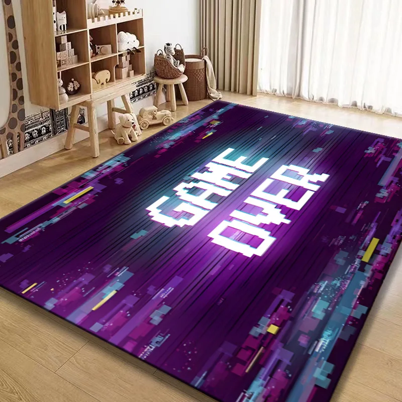 Gamer Area Rug Splatter Color Starry Sky Gamepad Controller Carpet For Bedroom Gaming Room Play Floor Mat Cool Decor
