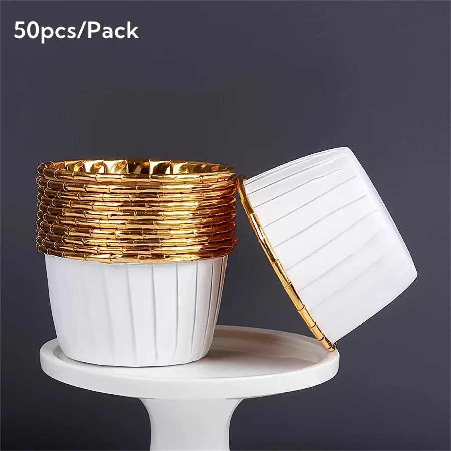 50er-Pack runde Backformen für Cupcakes und Muffins, 9 Farben, hitzebeständige Einweg-Backförmchen aus Aluminiumfolie, geeignet