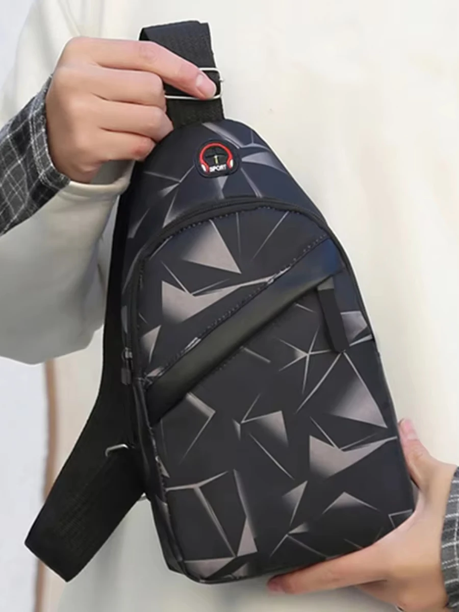 Men's Camouflage Oxford Cloth Crossbody Satchel Korean Style Casual Fashion Chest Bag Small Canvas Backpack for Outdoor Travel