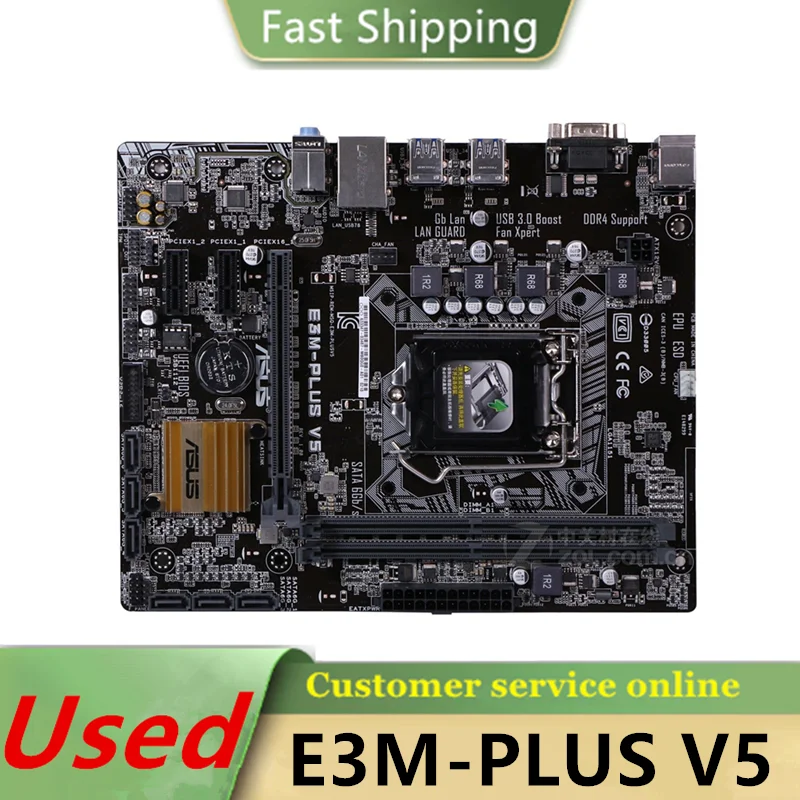 E3M-PLUS de placa base V5, 100% de funcionamiento, LGA 1151, DDR4, C232, SATA3, USB3.0