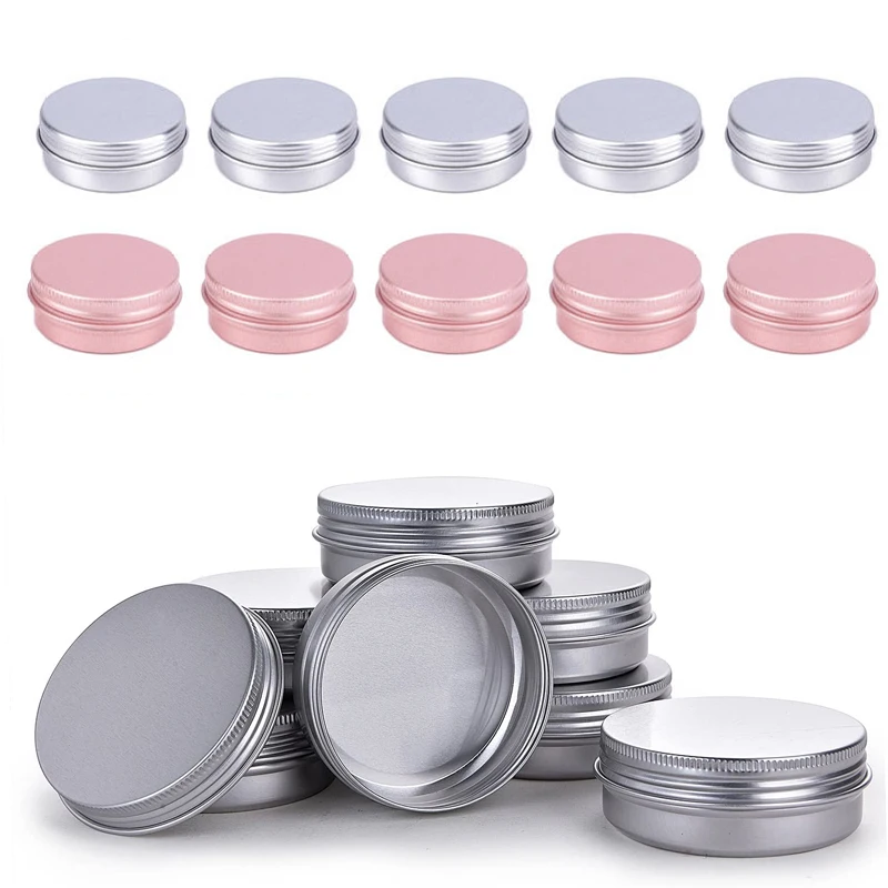 

50Pcs 5-60ml Aluminum Tin Jars Refillable Containers Aluminum Screw Lid Round Tin Container Bottle For Cosmetic Lip Balm Candles