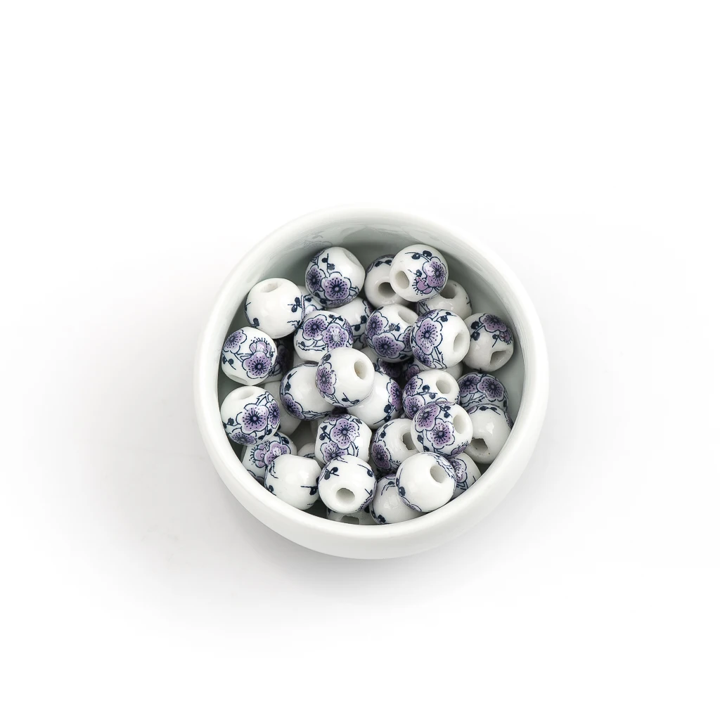10#12# 40pcs Unique Flower Ceramic Beads Not Natural Stone for Bracelet Making Porcelain Bead for Jewelry Making #A206B