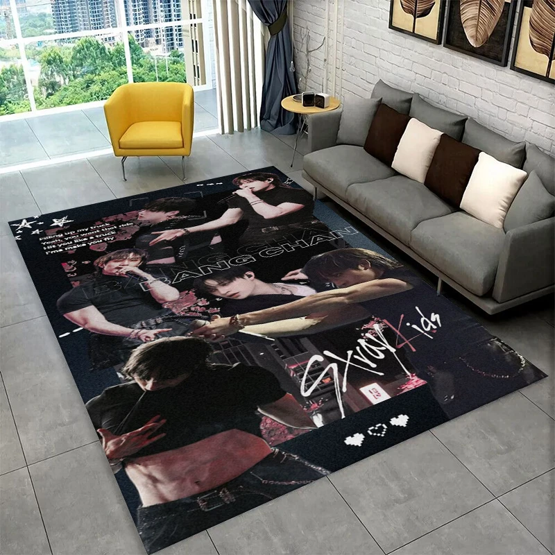 Fashion Kpop Bang Chan Stray Kids Non-Slip Area Rug for Living Room,Bedroom,Playroom,Soft Carpet Floor Mat Home Decor Rug Gift