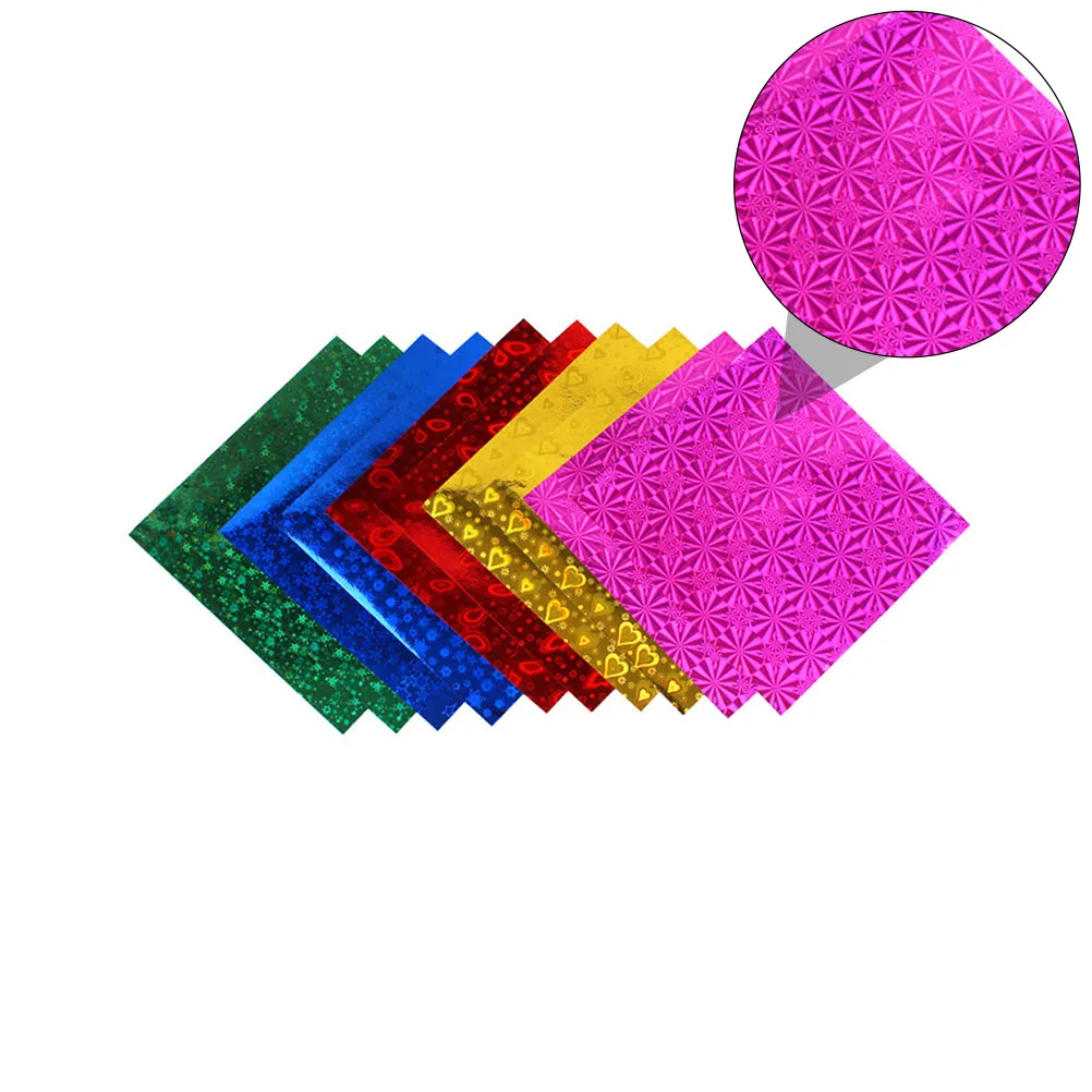100개 다채로운 반짝이는 접이식 종이 안전하고 찢어지기 쉬운 오리가미 용지 어린이 DIY 공예품, 휴일 장식용