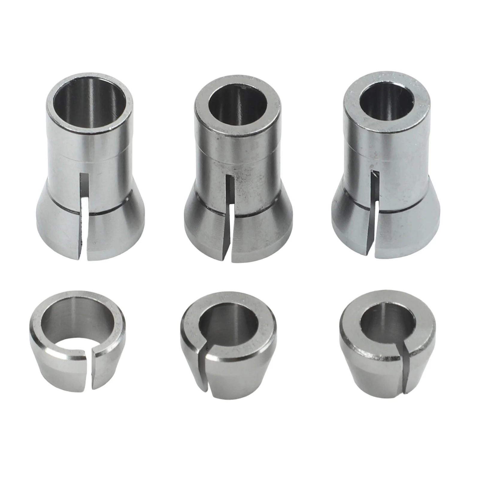 6pcs Trimmer Collet Adapter 6mm 1/4 8mm Router Bit Collet Chuck Clamping Adapter For Trimming Engraving Machines