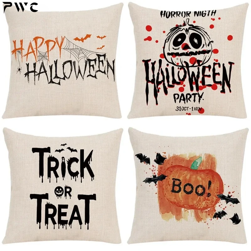 

45X45CM Halloween Pumpkin Cushion Cover Trick or Treat Farmhouse Decor Home Pillowcase Sofa Decor Pillowcase