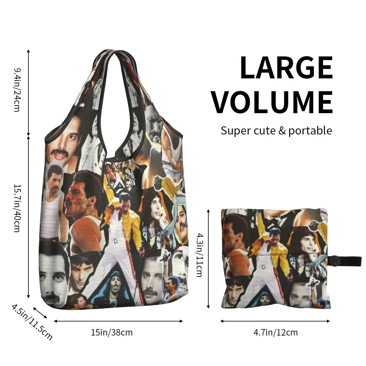 Custom Freddie Mercury Collage Groceries Shopping Tote Bags Women Cute Shoulder Shopper Bags Big Capacity Handbag