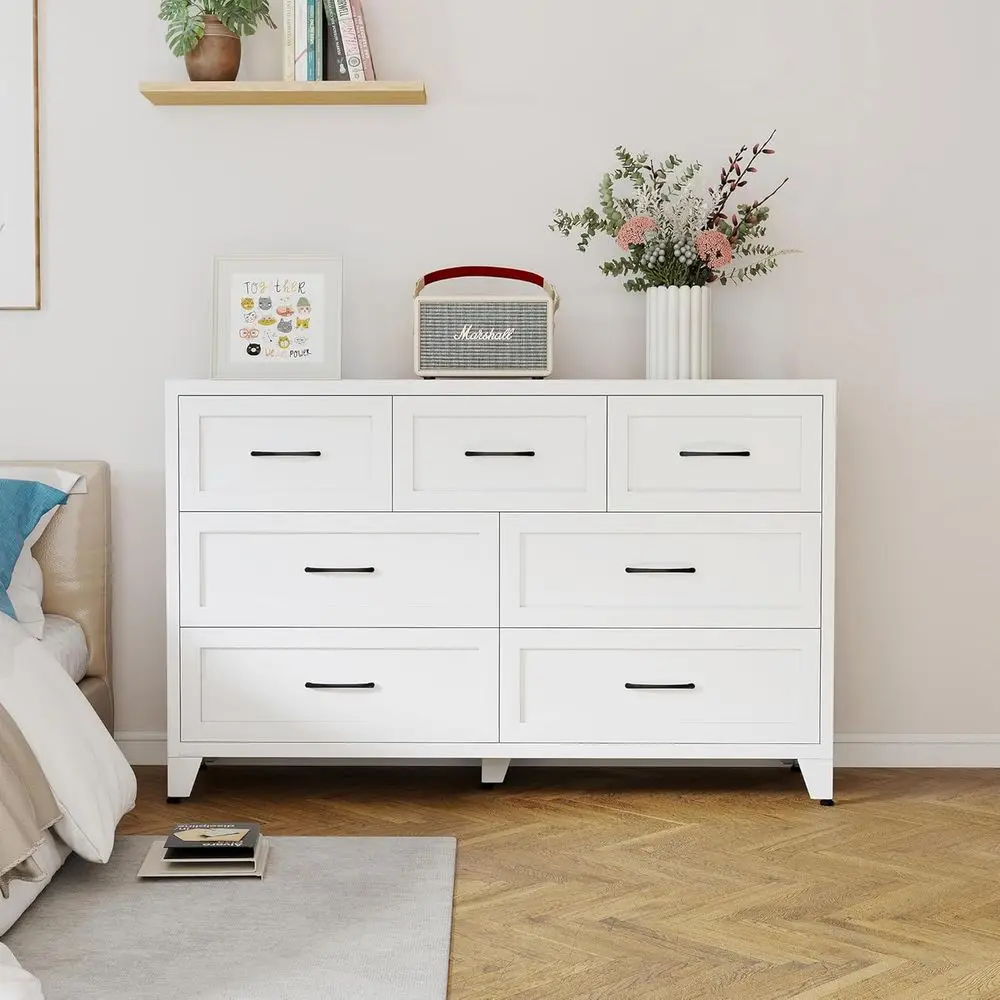 White Bedroom Furniture: Dressers, Chests, Metal Drawers, TV Stands with 7 Drawers, Storage Cabinets, Closets, Hallway, Entryway
