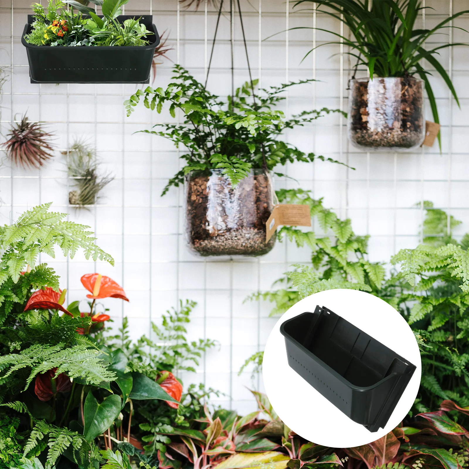 

Wall Mounted Flower Trough Planter Boxes Military Green 33x14x18cm Multi Functional Vertical Garden Pots Space Saving Easy
