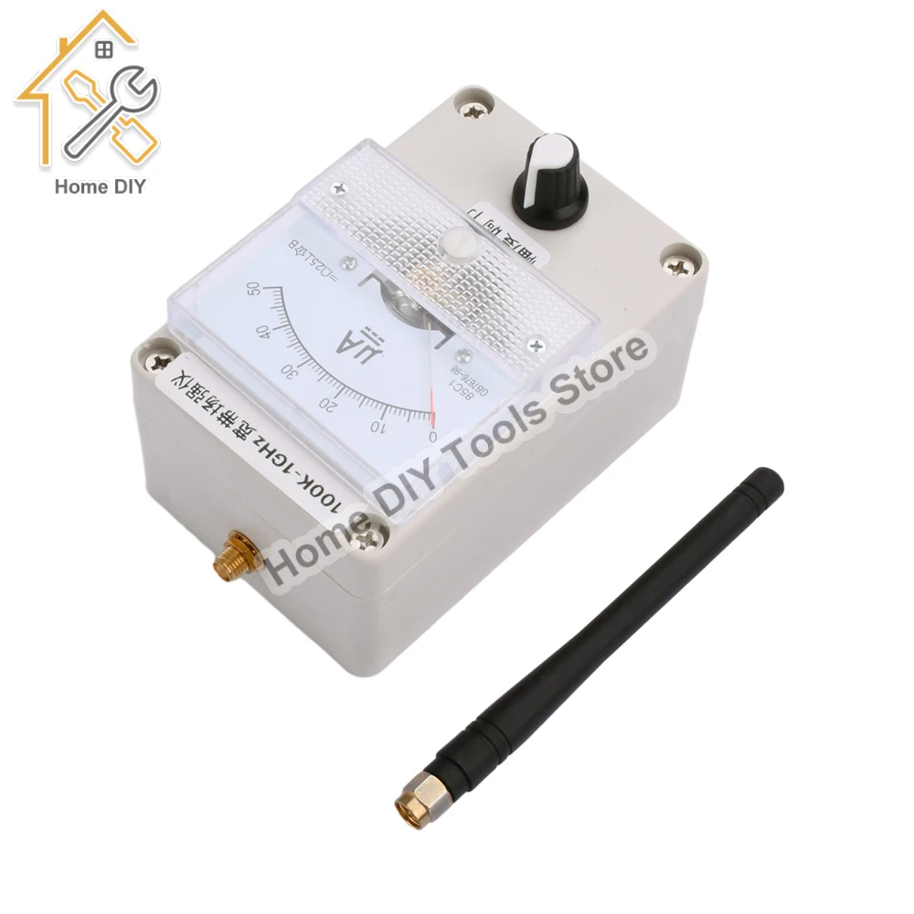 100KHz-1000MHz Field Strength Indicator Meter High Sensitivity Adjustable Pointer Amplitude RF Signal Level Meter with Antenna