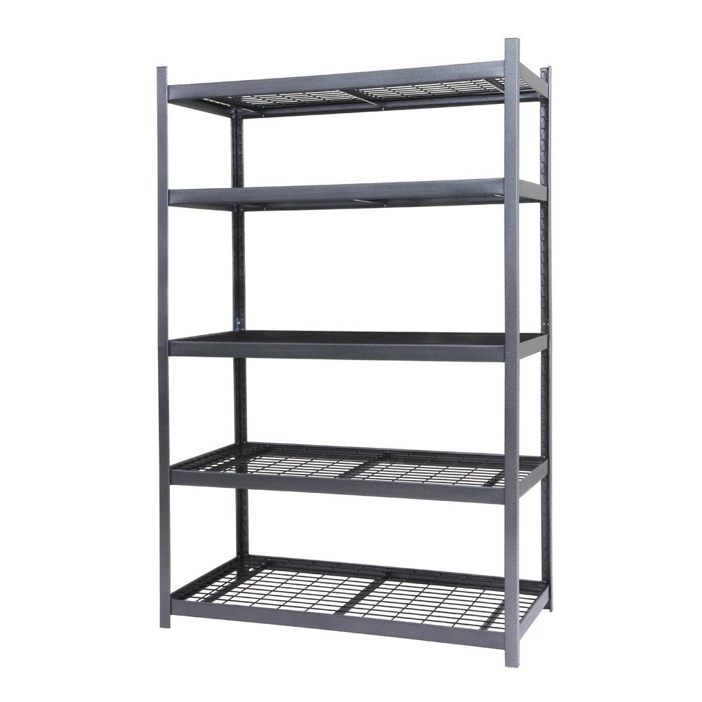 5-Shelf Boltless Rack with Wire Decking Adjustable Shelves 800lbs Capacity Tool-Free Assembly Garage and Workshop Use