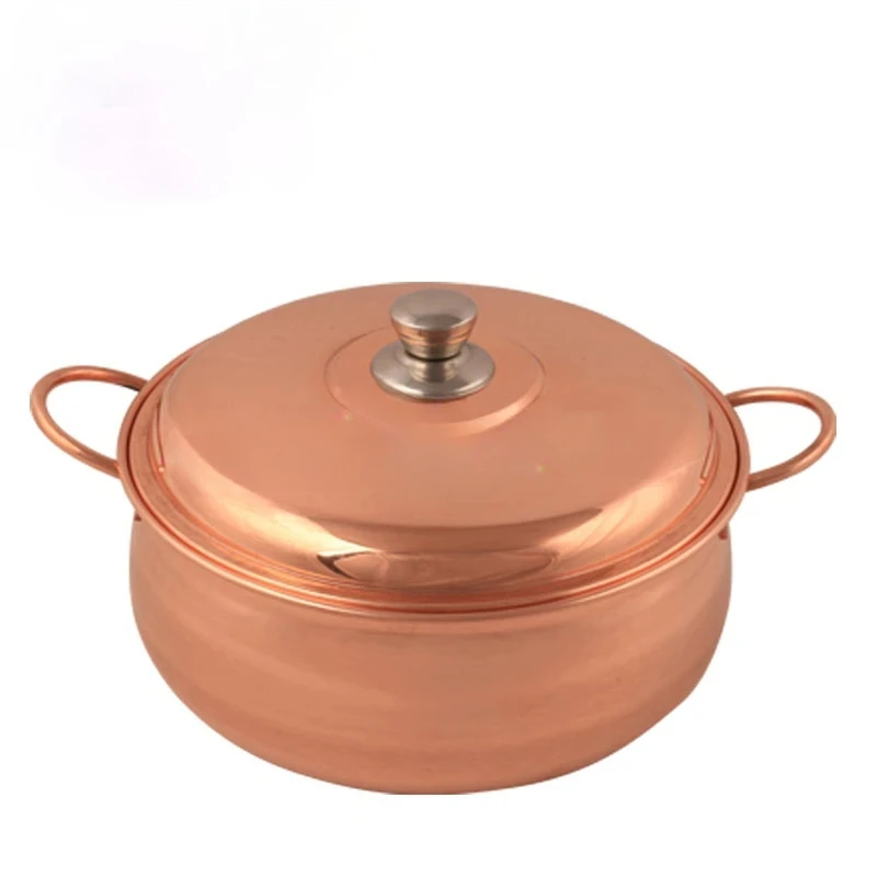 Thickened Copper Hot Pot Household Pure Soup Pots Cooking Boiler with Handle for Durable Cookware Practical Kitchenware