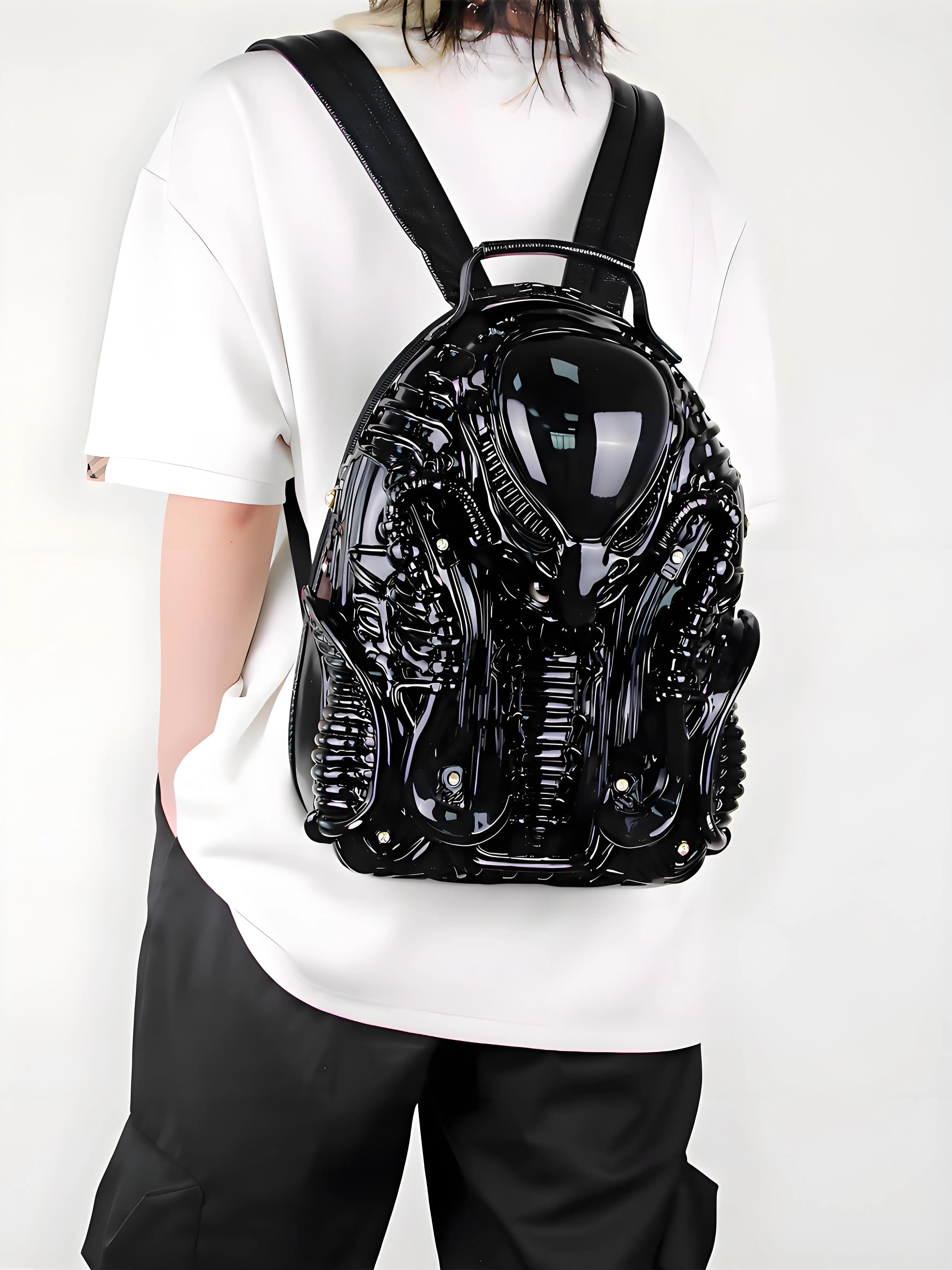 Fashionable, unique, alien shaped backpack, personalized, iron blooded warrior, street punk style, unisex Backpack