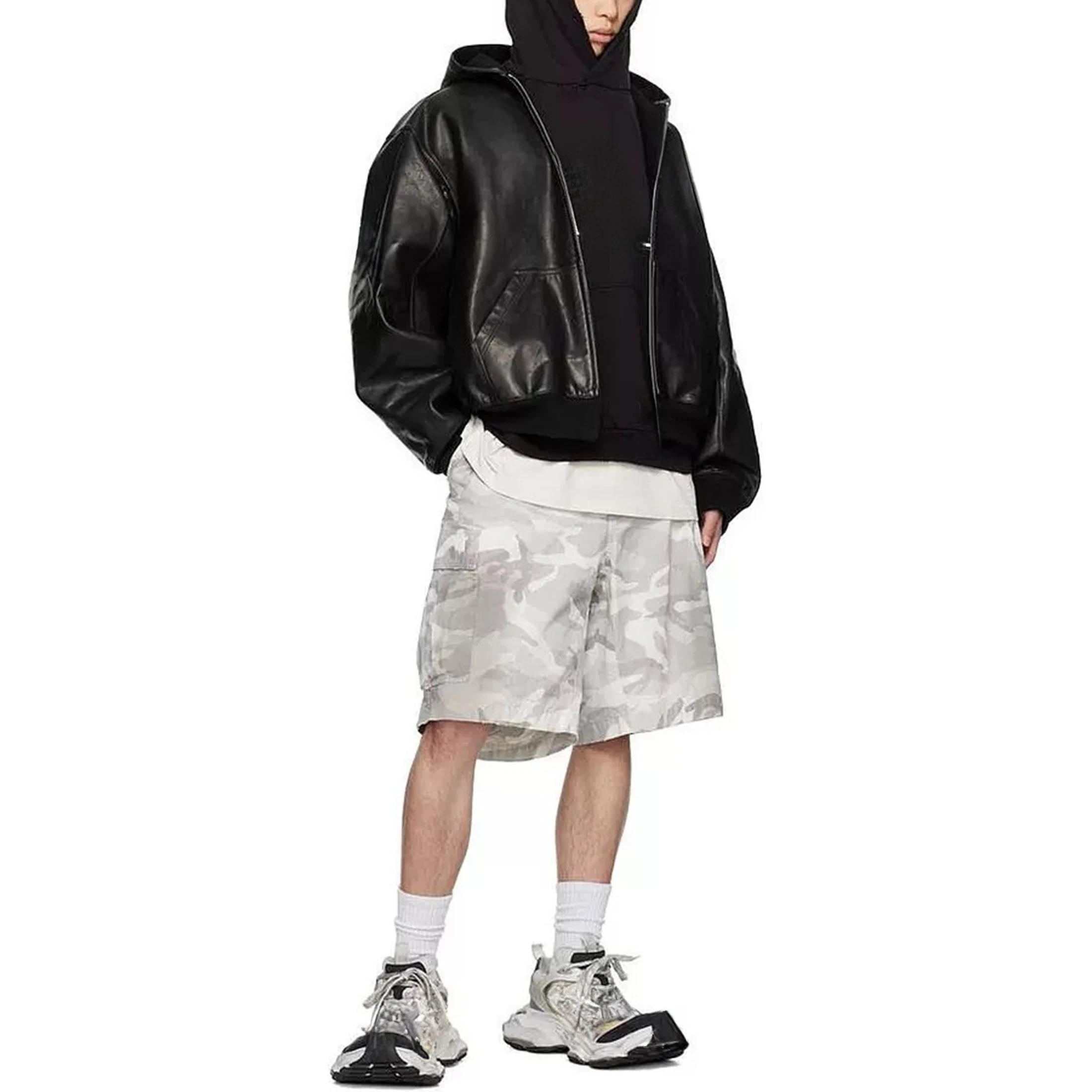 

NIGO Men's Summer Solid Color Camouflage Drawstring Tie Cotton Loose Retro Work Shorts Ngvp #nigo9162