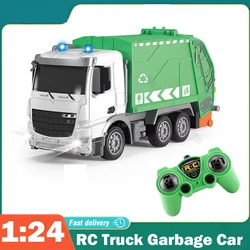 1:24 RC Truck Garbage Car Heavy Tractor Model Engineering Car Radio Controlled Sanitation Eletric Vehicle Car Toys for Boys Gift