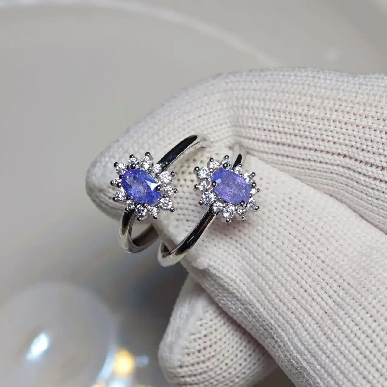 Natural Tanzanite Ring Adjustable Female Ring Jewelry for Women Gift Wholesale High Quality Vintage Fine