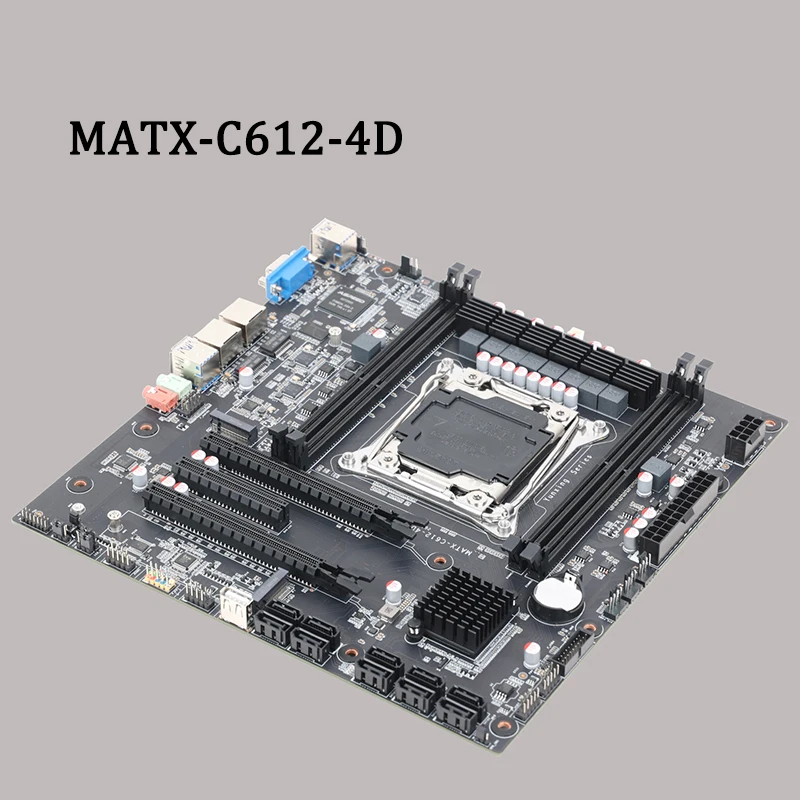 C612 MATX Server Board 6-Layer PCB 8-Phase Power 256GB DDR4 Dual 2.5G LAN Dual NVMe M.2+10 SATA3 Splittable PCIe 3.0