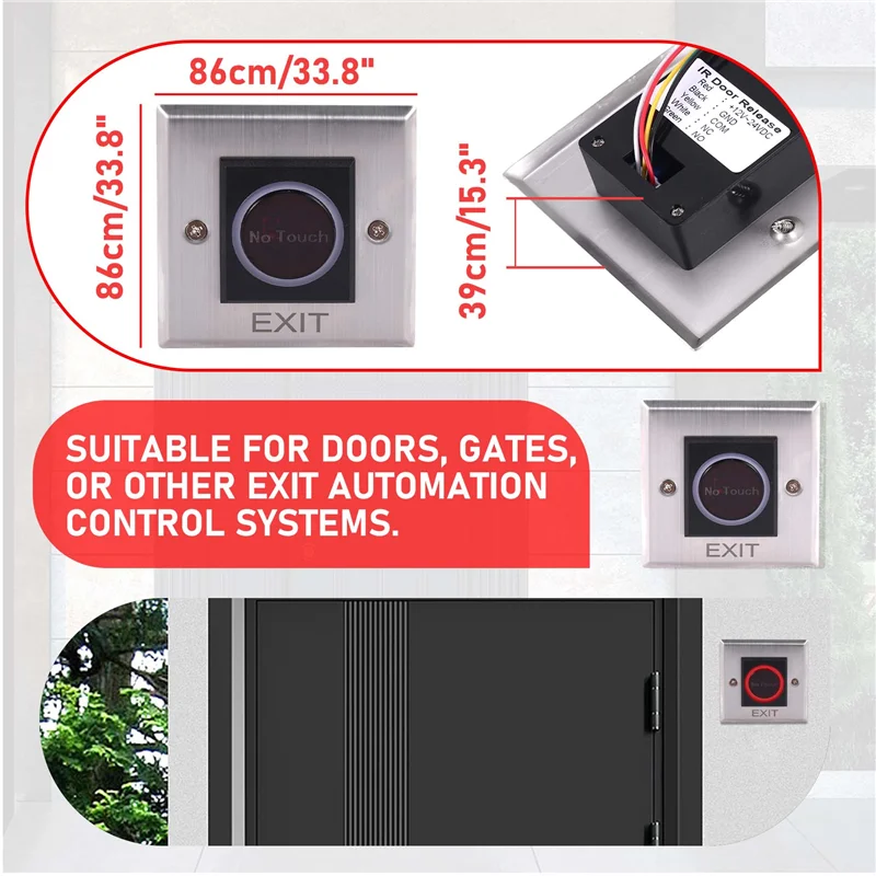 -A96P Infrared Sensor Switch No Contact Contactless Switches Door Release Exit Button With LED Indication