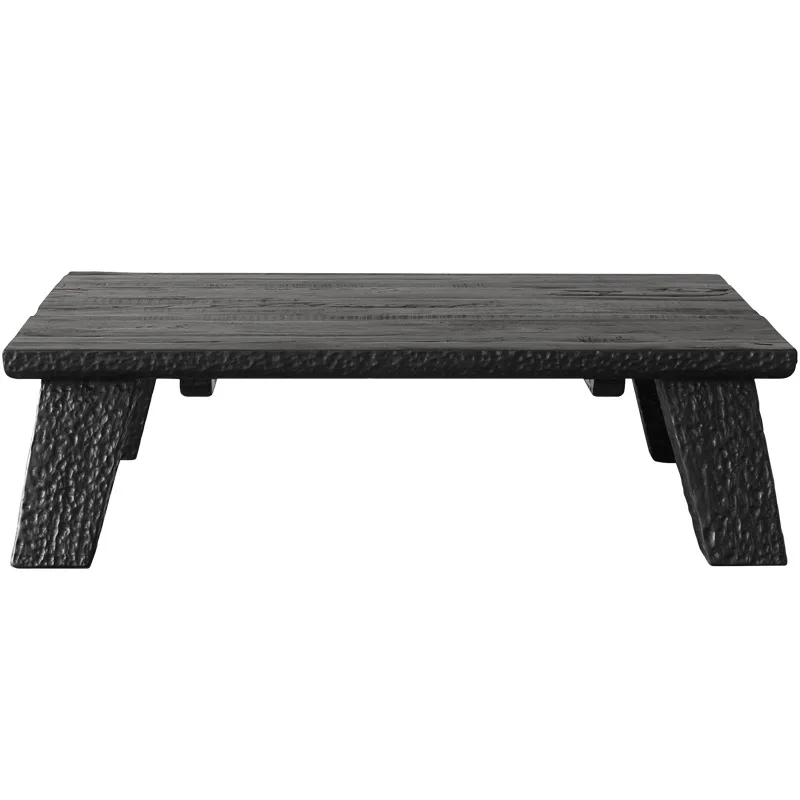 

Solid wood relief square coffee table, Japanese style, retro old wood coffee table, low table
