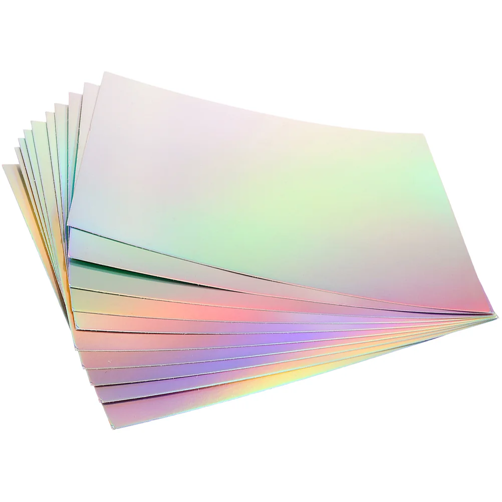 10 Sheets Crafts Metallic Rainbow Cardboard Painting Cardstock Paper Scrapbook Holographic Diy Craft Material Decals for Child