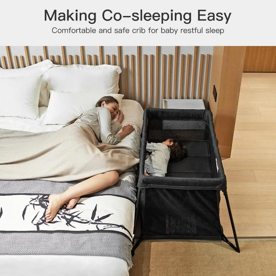 Berço de viagem portátil 2 em 1 para criança, berço dobrável para bebê, cercadinho leve, playard dobrável com colchão macio, fácil