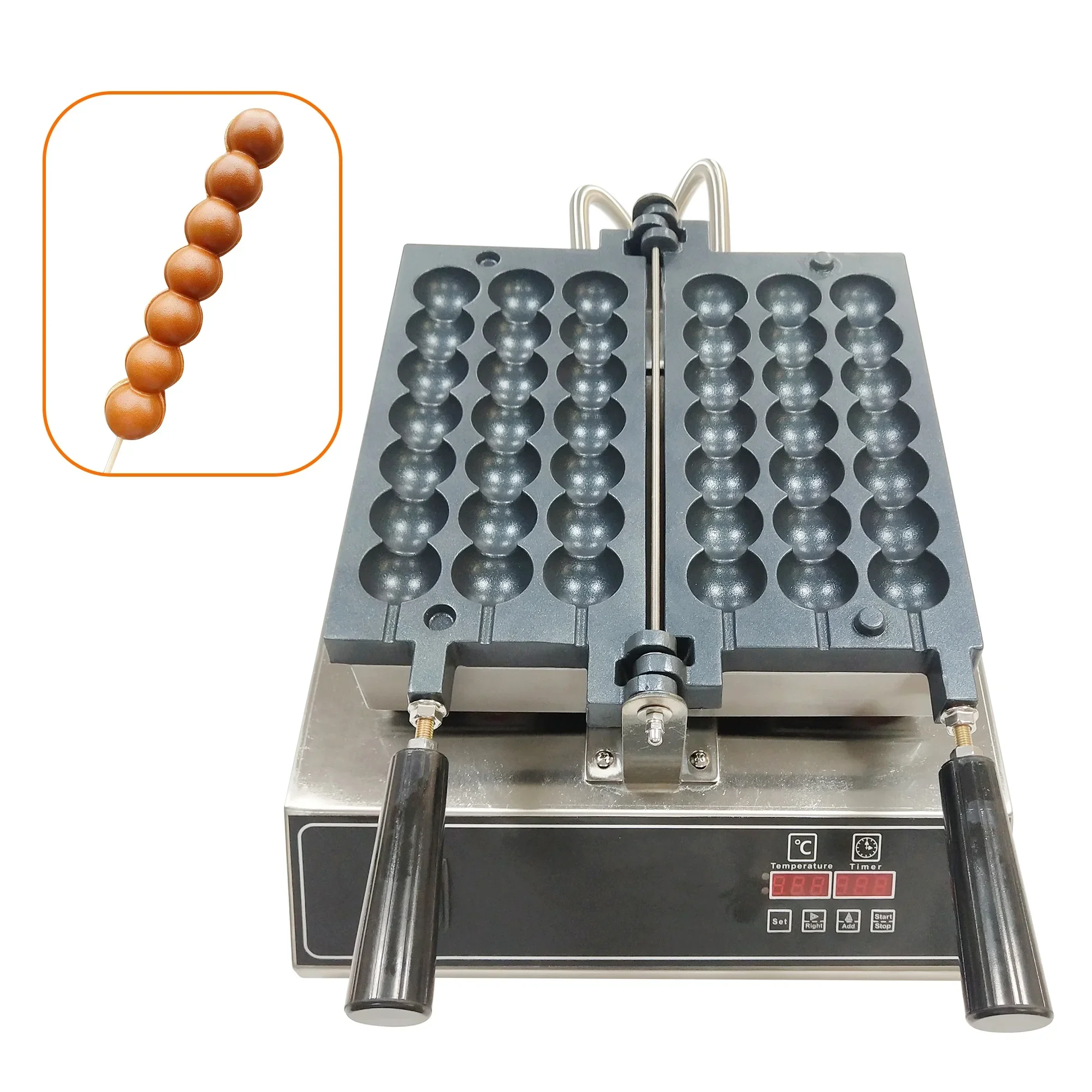 Commercial Ball Shaped Egg Waffle Maker Sugar-coated Haws Shape Takoyaki Skewer Stick Waffle Making Machine