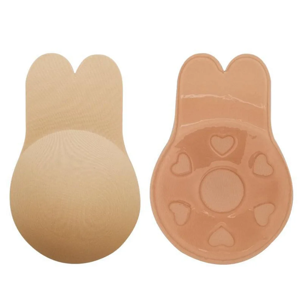 Reusable Female Breast Lift Chest Patch Self Adhesive Nipple Stickers Rabbit Ears Silicone Strapless Invisible Bras Sticky