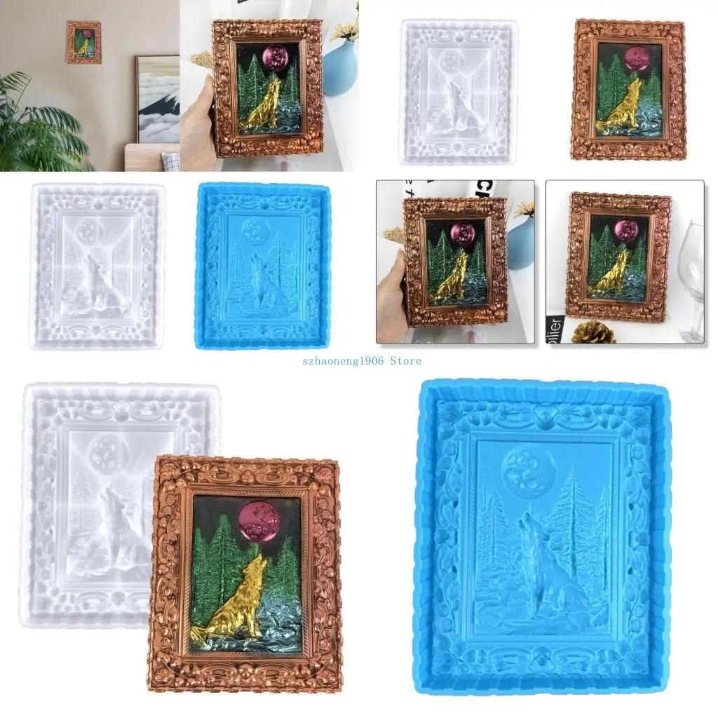 

85lf волчья фоторамка эпоксидная кастинга для настенного висящего горы Декор DIY