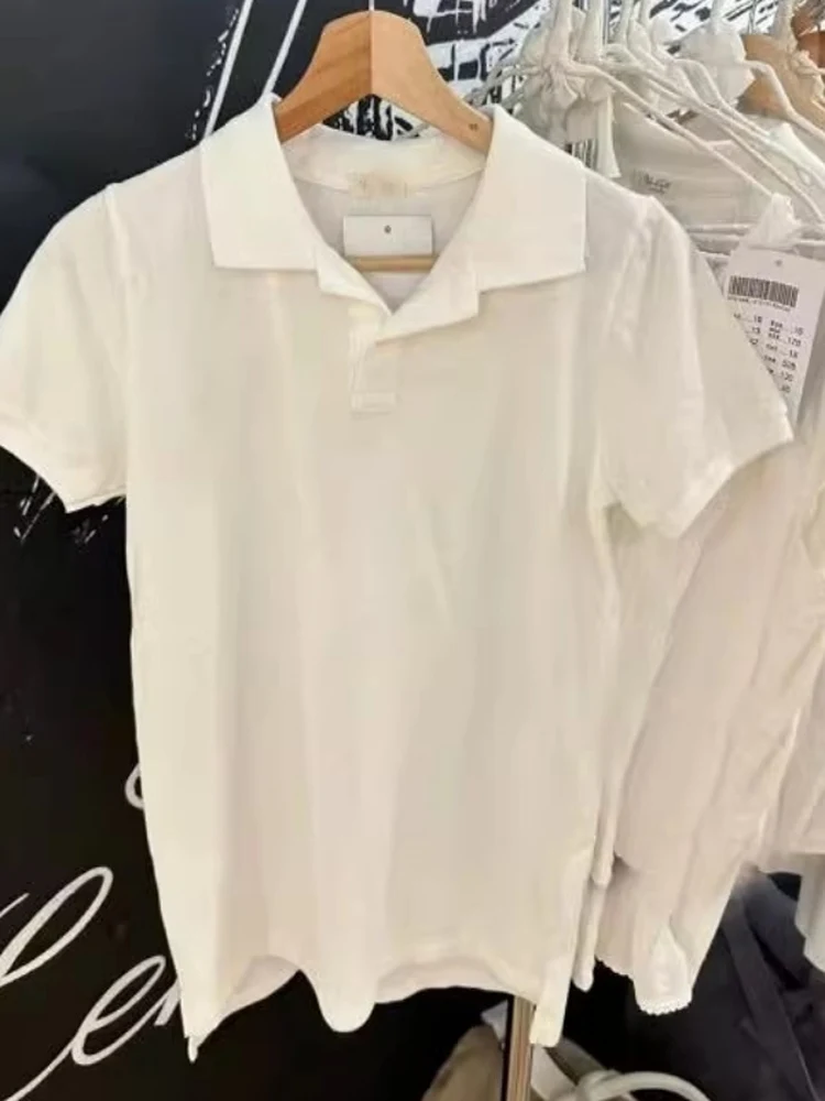 

White American Retro Sle Brandy irt Pure Cotton ort Sve T-irt Women Summer Vintage Top Trendy Korean Sle