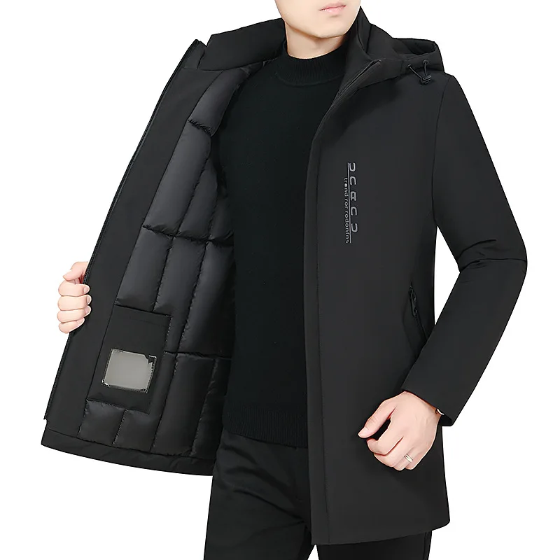 

Men Winter Parka Warm Thickened Hooded Cotton Jacket Plus Size Coat Solid Waterproof Bomber Jacket Zipper Jackets