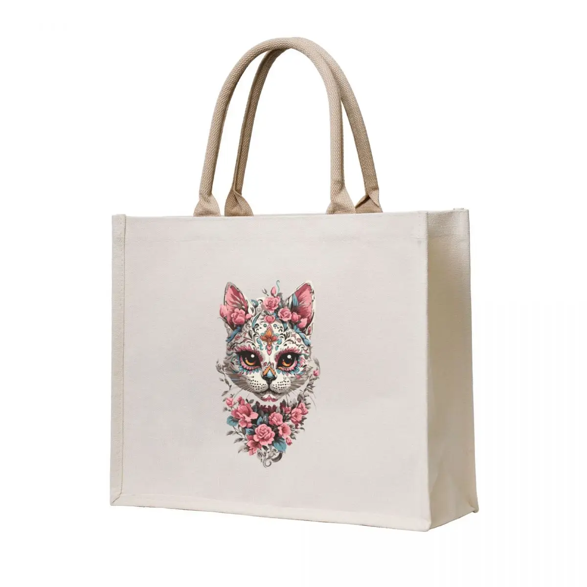 

Sugar skull Dia de los Muertos cat lady Tote Bag canvas tote Shopper handbag Women bags free delivery bags