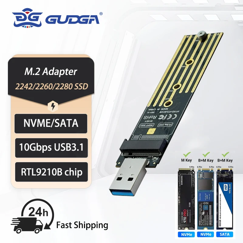 Dual Protocol M2บอร์ด SSD M.2ไปยัง USB อะแดปเตอร์ M.2 NVMe PCIE NGFF SATA การ์ด M2สำหรับ2230 2242 2260 2280 NVMe /sata M.2 RTL9210B SSD