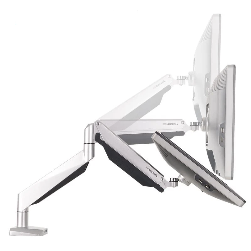 Aluminum Gas Spring Full Motion Desktop Monitor Holder All-in-one PC Mount Arm Load 9-20kgs With Audio and USB Port