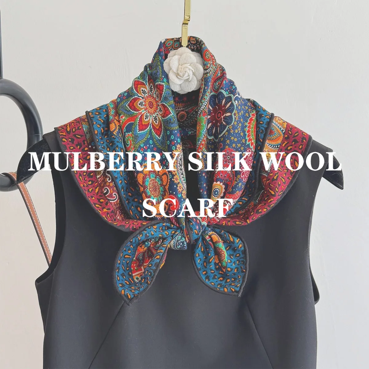 

Шарф из 100% натуральной шелковой шерсти, двусторонний хиджаб с узором пейсли, шаль, повязка на голову, квадратные шарфы, шейный платок, пончо из пашмины, головной платок
