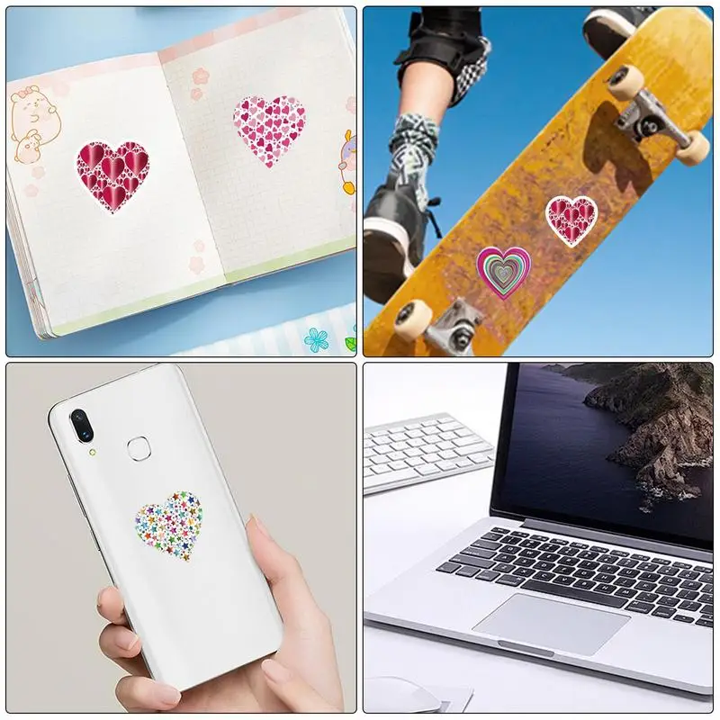 500 шт., рулоны наклеек в форме сердца, креативные этикетки, самоклеящиеся наклейки в форме сердца, инновационная клейкая этикетка в форме сердца