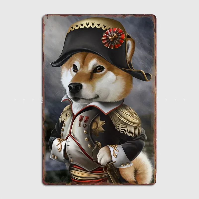 Dog Portraits Emperor Napoleon Shiba Dog Metal Poster Sign Custom Bar Interior Decor Posters Home Wall Decor Room Decoration