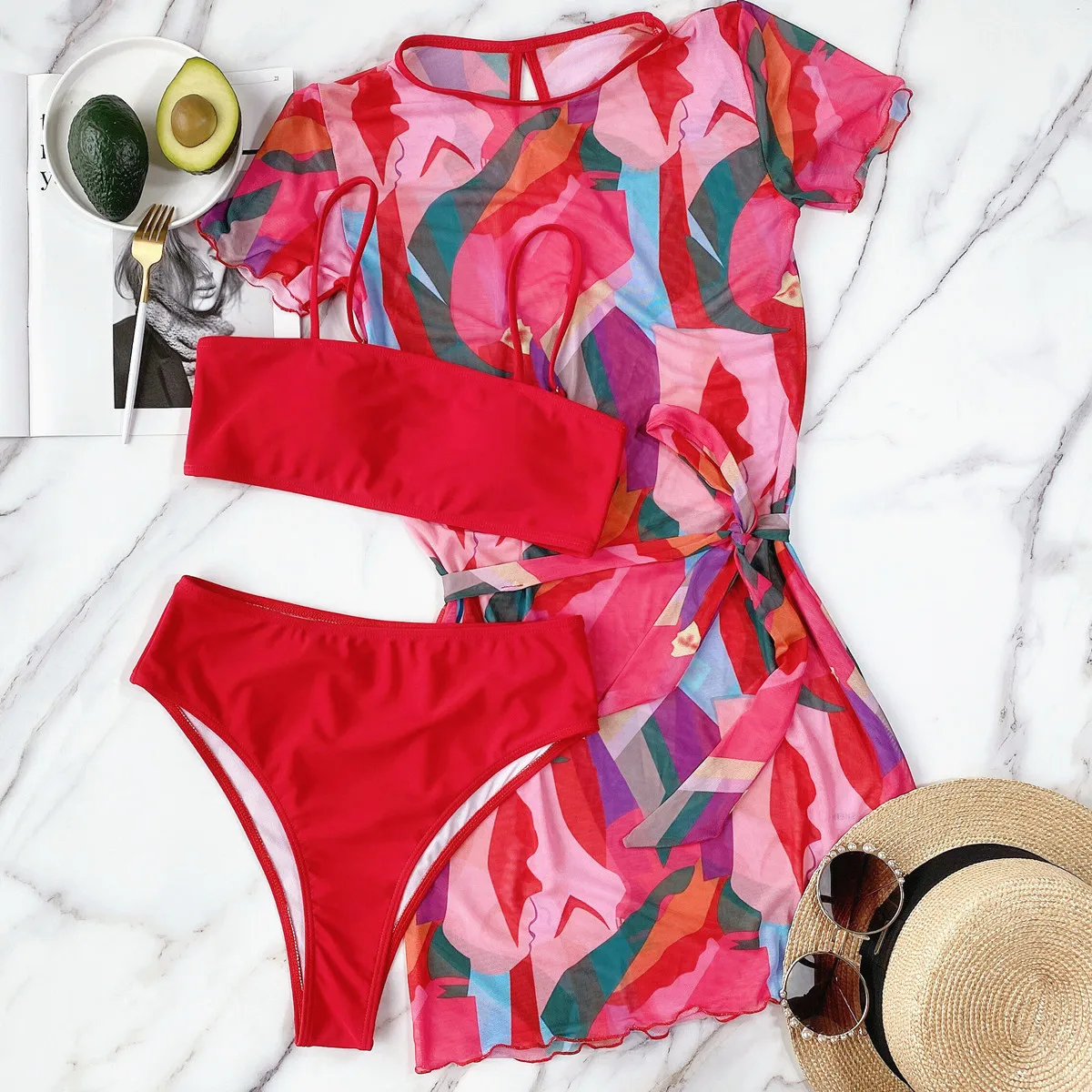 Costume da bagno con stampa moda donna 2 pezzi Bikini Street Style Set M costumi da bagno donna Bikini brasiliano a vita alta