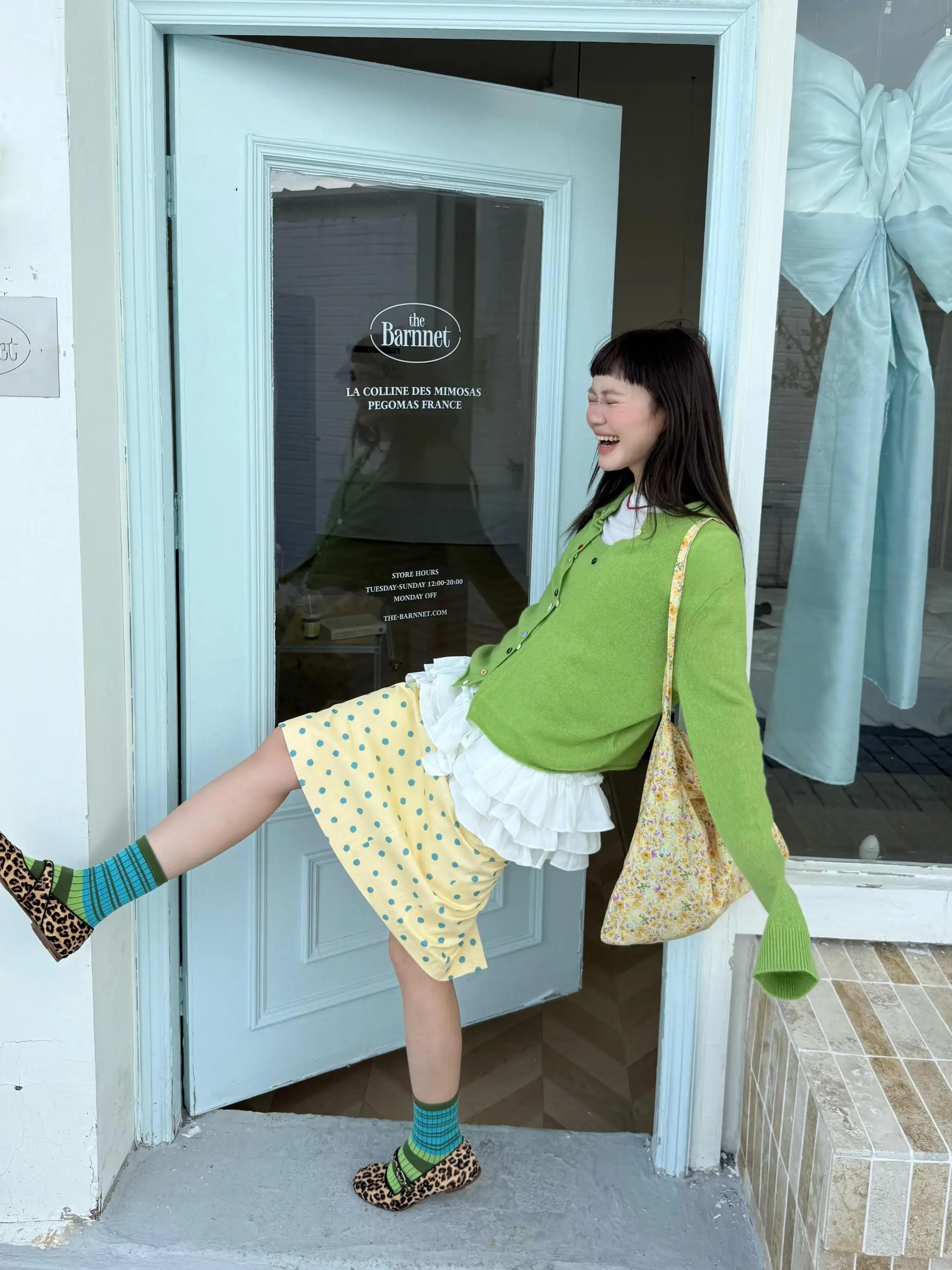 Retro Cheese Yellow Polka Dot Print Half Skirt Women's Spring Autumn New Stand Trim Split Micro Flared Straight Tube Midi Skirt
