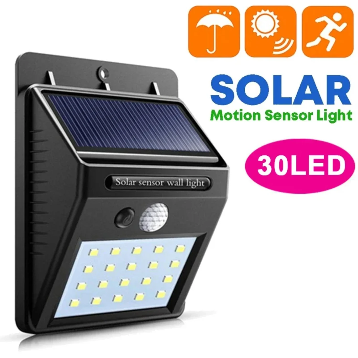 

New 30 Solar Lights PIR Motion Sensor Wall Light Solar Outdoor Light Waterproof Solar Powered Sunlight Garden Decor Street Lamp