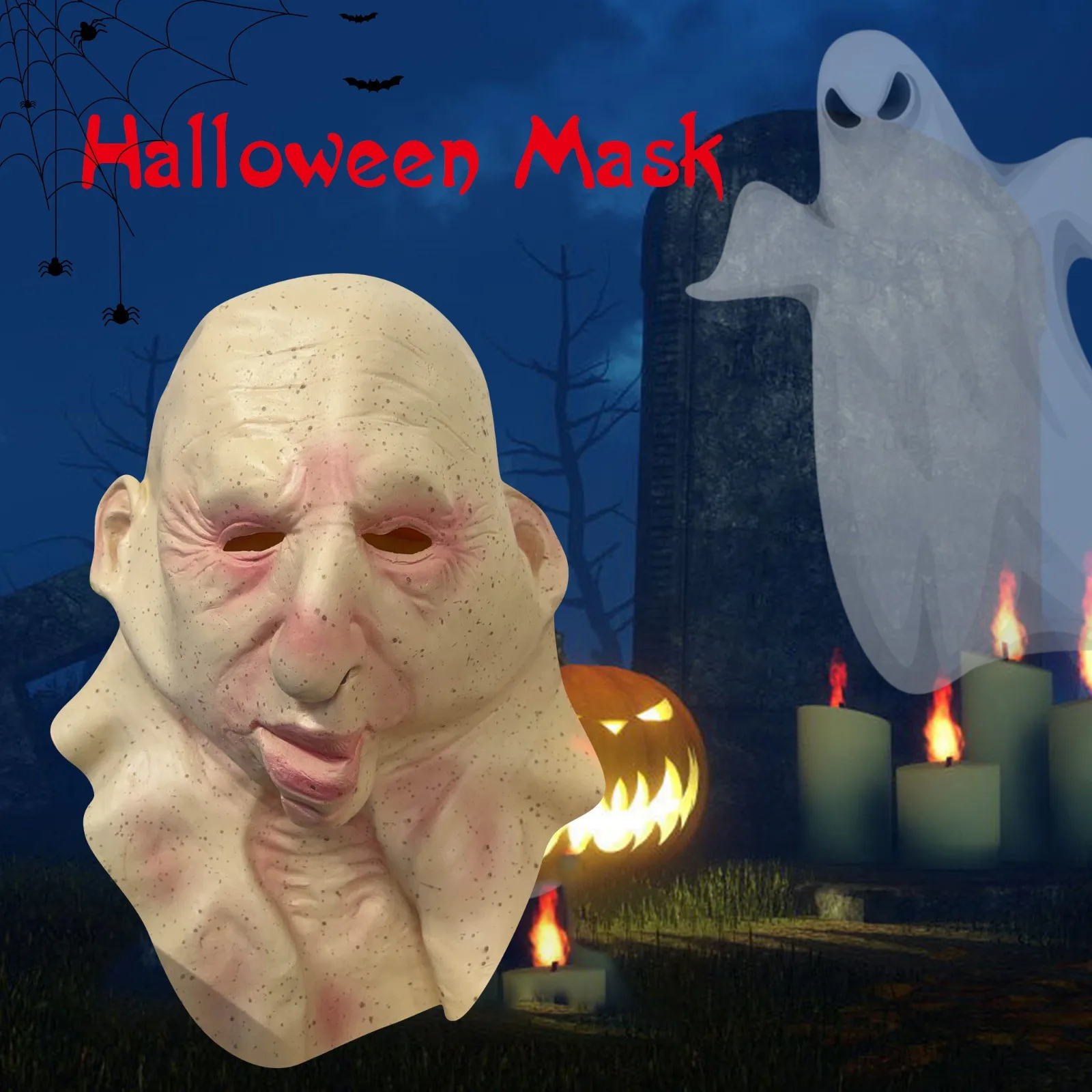 

Horror Old Man Mask Halloween Funny Wrinkle Face Full Face Latex Mask Costume Cosplay Halloween Party Accessories