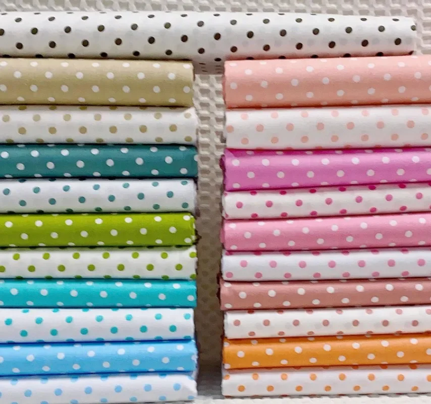 Tissu imprimé en sergé de coton pur, 160x50cm, 5mm, points, pour coudre des vêtements de literie, faits à la main, tout en coton